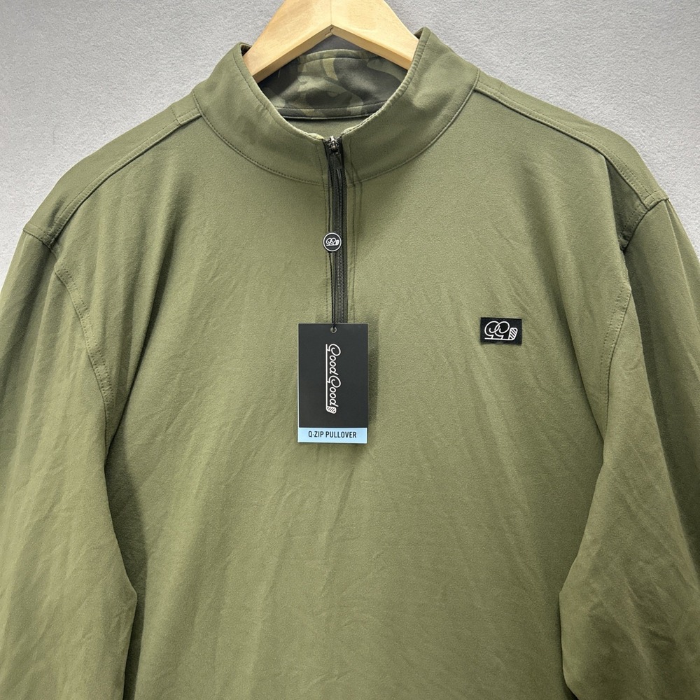 Good Good Golf Bunker 1/4 Q-Zip Long Sleeve Pullover Army Green Men 3XL NEW